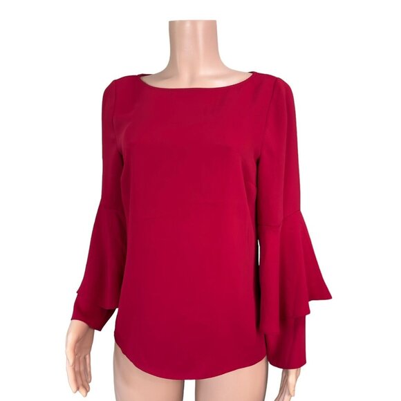 Chicos Womens 0 (4/6)Red Top Blouse Ruffle-Long Sleeve Classic Christmas Holiday - Picture 9 of 16